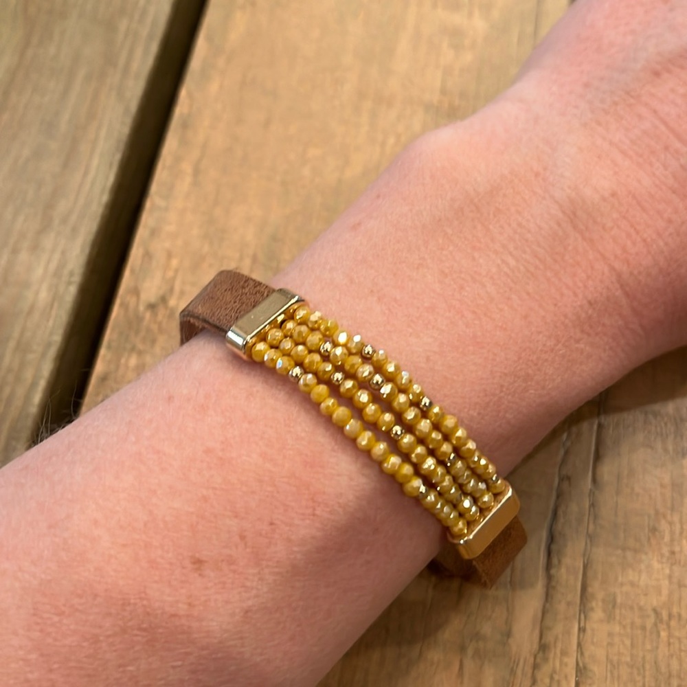 Plunder Beaded/Pleather Bracelet